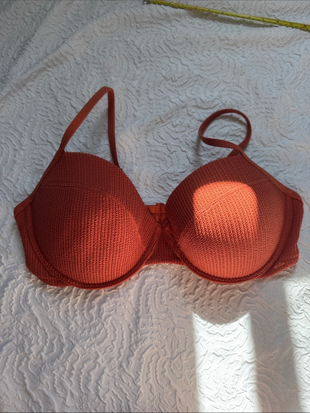 PINK Victoria's Secret Textured Underwire Swim Top - Rust Orange